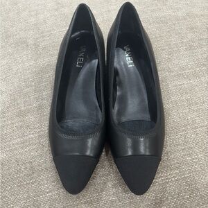Vaneli Black Leather Low Heels
